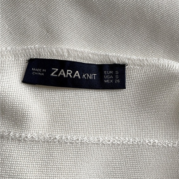 Zara Knit White Fit & Flare Bandage Skater Criss Cross Mini Dress Size Small - Picture 6 of 6